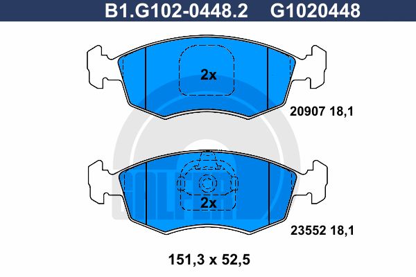 GALFER Комплект тормозных колодок, дисковый тормоз B1.G102-0448.2