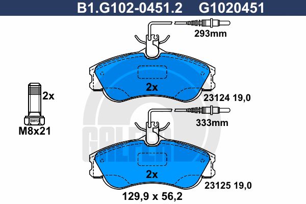 GALFER Комплект тормозных колодок, дисковый тормоз B1.G102-0451.2