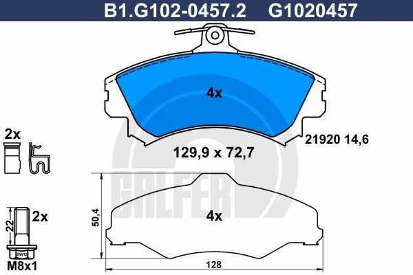 GALFER Комплект тормозных колодок, дисковый тормоз B1.G102-0457.2