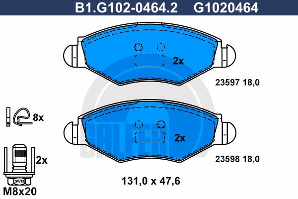 GALFER Комплект тормозных колодок, дисковый тормоз B1.G102-0464.2
