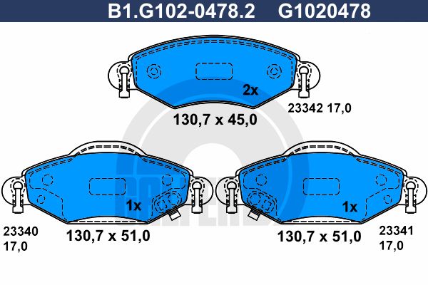 GALFER Piduriklotsi komplekt,ketaspidur B1.G102-0478.2