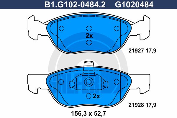 GALFER Комплект тормозных колодок, дисковый тормоз B1.G102-0484.2