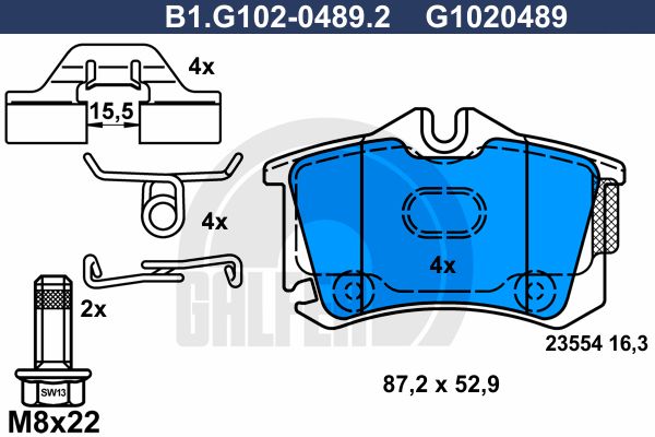 GALFER Комплект тормозных колодок, дисковый тормоз B1.G102-0489.2