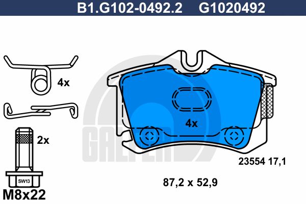 GALFER Piduriklotsi komplekt,ketaspidur B1.G102-0492.2