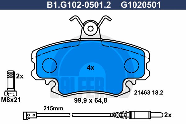 GALFER Комплект тормозных колодок, дисковый тормоз B1.G102-0501.2