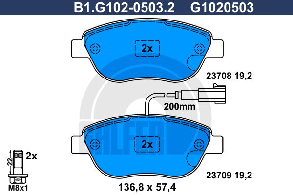 GALFER Комплект тормозных колодок, дисковый тормоз B1.G102-0503.2