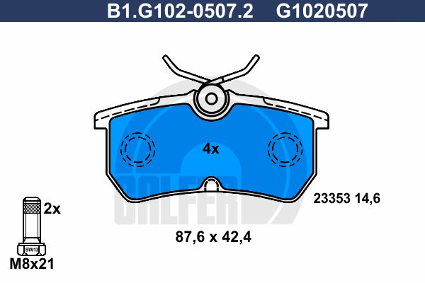 GALFER Комплект тормозных колодок, дисковый тормоз B1.G102-0507.2