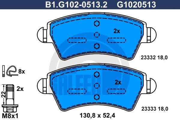 GALFER Комплект тормозных колодок, дисковый тормоз B1.G102-0513.2