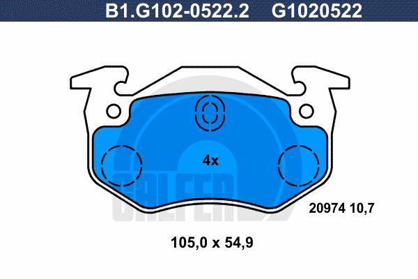 GALFER Комплект тормозных колодок, дисковый тормоз B1.G102-0522.2