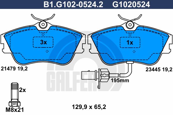 GALFER Комплект тормозных колодок, дисковый тормоз B1.G102-0524.2