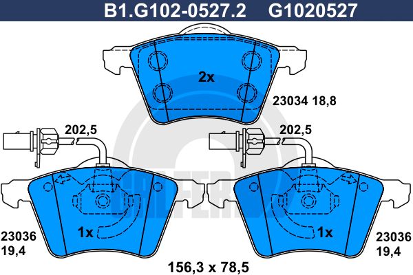 GALFER Комплект тормозных колодок, дисковый тормоз B1.G102-0527.2