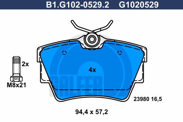 GALFER Комплект тормозных колодок, дисковый тормоз B1.G102-0529.2
