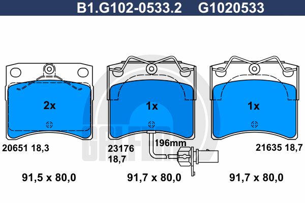GALFER Комплект тормозных колодок, дисковый тормоз B1.G102-0533.2