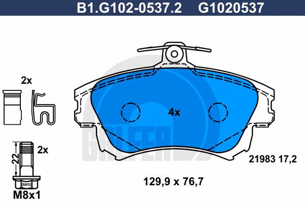 GALFER Комплект тормозных колодок, дисковый тормоз B1.G102-0537.2