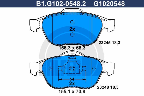 GALFER Piduriklotsi komplekt,ketaspidur B1.G102-0548.2