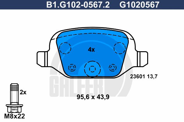 GALFER Комплект тормозных колодок, дисковый тормоз B1.G102-0567.2