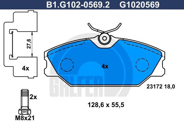 GALFER Piduriklotsi komplekt,ketaspidur B1.G102-0569.2