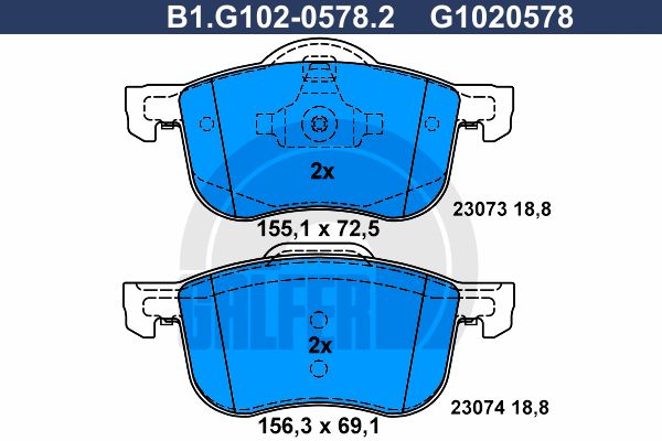 GALFER Piduriklotsi komplekt,ketaspidur B1.G102-0578.2