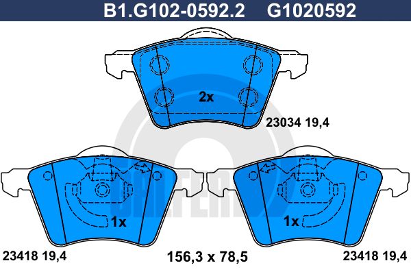 GALFER Piduriklotsi komplekt,ketaspidur B1.G102-0592.2