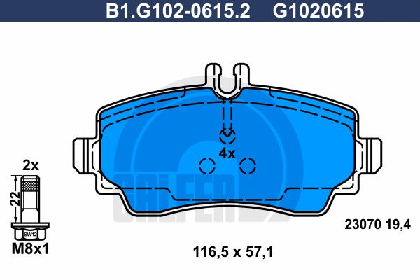 GALFER Piduriklotsi komplekt,ketaspidur B1.G102-0615.2