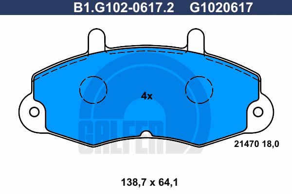 GALFER Piduriklotsi komplekt,ketaspidur B1.G102-0617.2