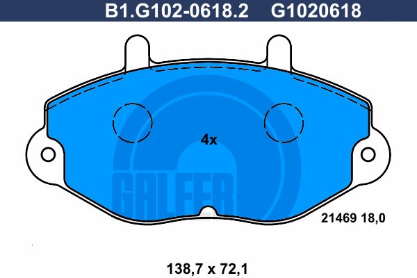 GALFER Комплект тормозных колодок, дисковый тормоз B1.G102-0618.2