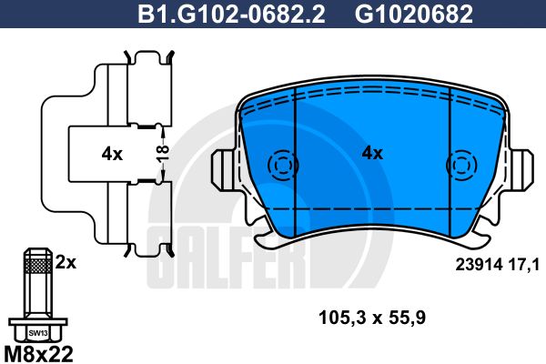 GALFER Комплект тормозных колодок, дисковый тормоз B1.G102-0682.2