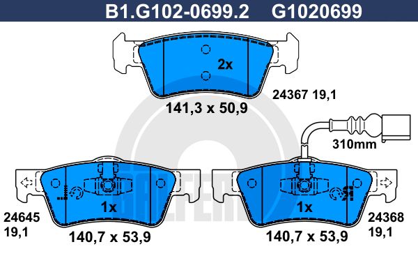 GALFER Комплект тормозных колодок, дисковый тормоз B1.G102-0699.2