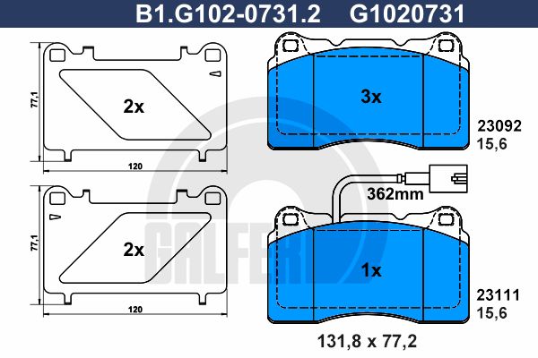 GALFER Комплект тормозных колодок, дисковый тормоз B1.G102-0731.2