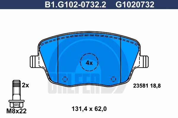 GALFER Комплект тормозных колодок, дисковый тормоз B1.G102-0732.2