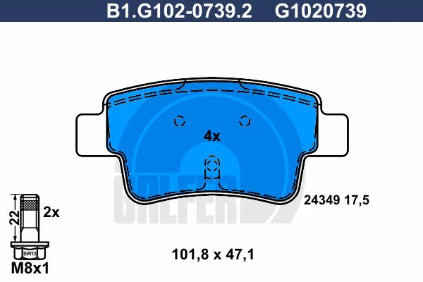 GALFER Piduriklotsi komplekt,ketaspidur B1.G102-0739.2