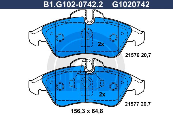 GALFER Комплект тормозных колодок, дисковый тормоз B1.G102-0742.2