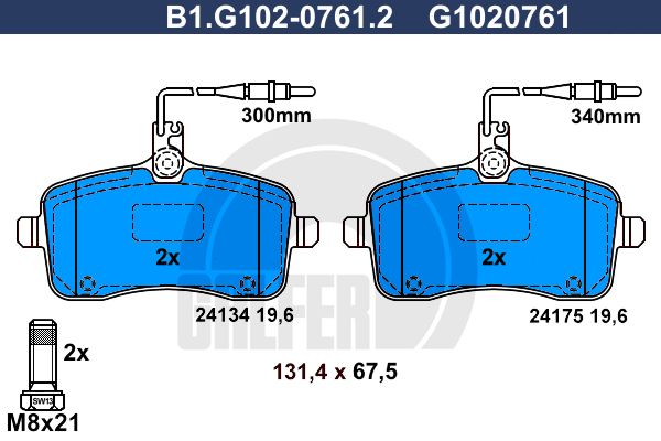 GALFER Комплект тормозных колодок, дисковый тормоз B1.G102-0761.2