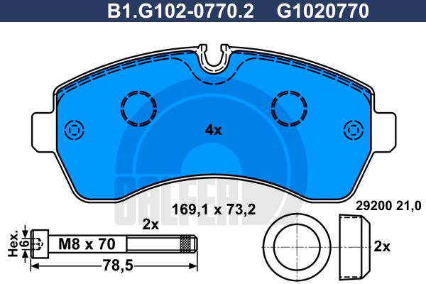 GALFER Piduriklotsi komplekt,ketaspidur B1.G102-0770.2