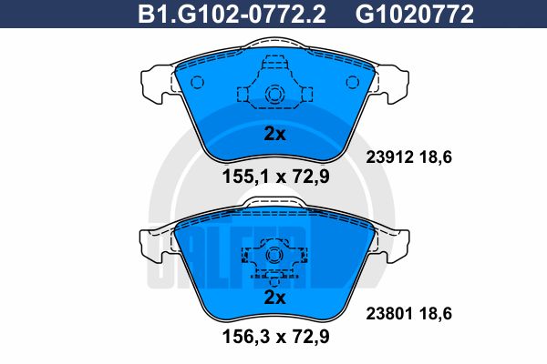 GALFER Комплект тормозных колодок, дисковый тормоз B1.G102-0772.2