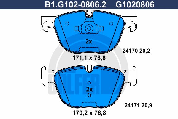 GALFER Piduriklotsi komplekt,ketaspidur B1.G102-0806.2