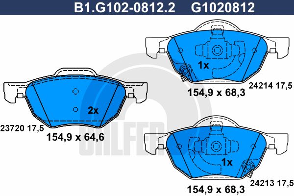 GALFER Комплект тормозных колодок, дисковый тормоз B1.G102-0812.2