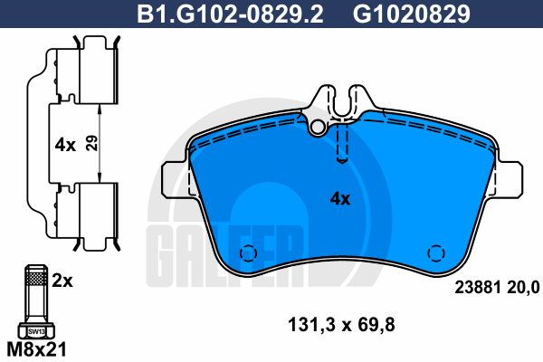 GALFER Комплект тормозных колодок, дисковый тормоз B1.G102-0829.2
