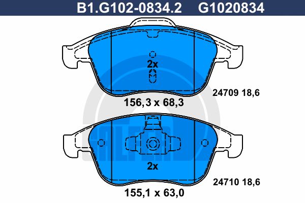 GALFER Piduriklotsi komplekt,ketaspidur B1.G102-0834.2