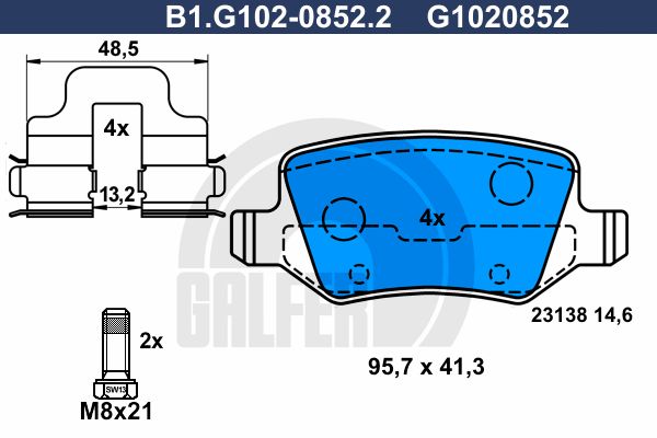GALFER Комплект тормозных колодок, дисковый тормоз B1.G102-0852.2