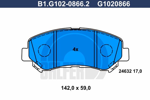 GALFER Piduriklotsi komplekt,ketaspidur B1.G102-0866.2