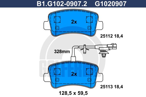 GALFER Комплект тормозных колодок, дисковый тормоз B1.G102-0907.2