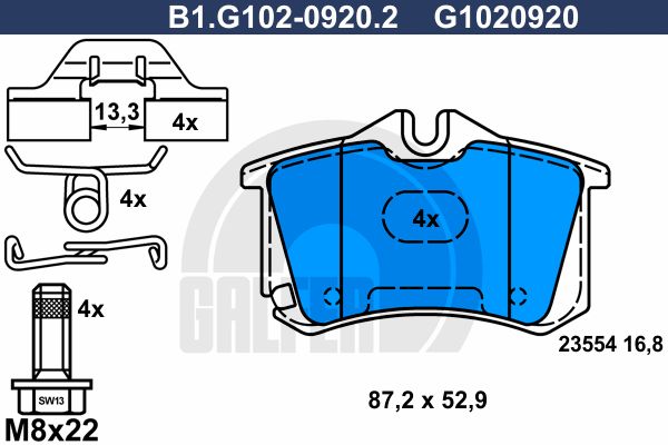 GALFER Комплект тормозных колодок, дисковый тормоз B1.G102-0920.2