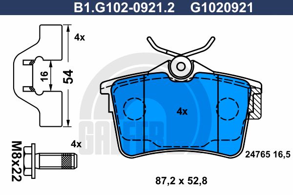 GALFER Piduriklotsi komplekt,ketaspidur B1.G102-0921.2