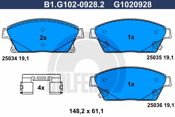GALFER Комплект тормозных колодок, дисковый тормоз B1.G102-0928.2