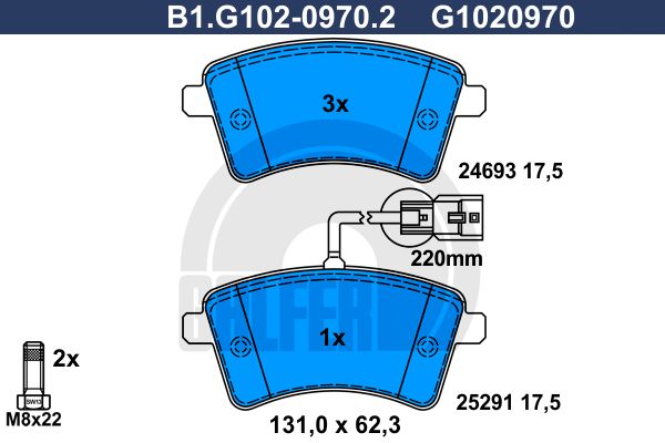 GALFER Piduriklotsi komplekt,ketaspidur B1.G102-0970.2