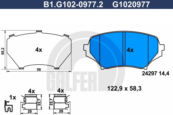 GALFER Piduriklotsi komplekt,ketaspidur B1.G102-0977.2