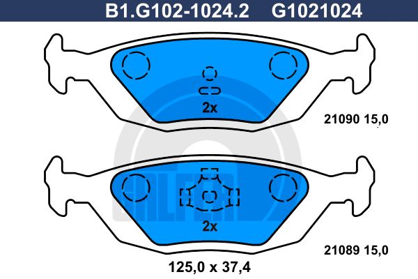 GALFER Piduriklotsi komplekt,ketaspidur B1.G102-1024.2