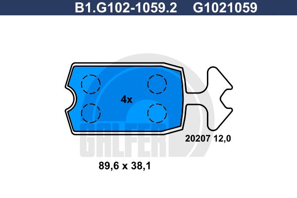 GALFER Комплект тормозных колодок, дисковый тормоз B1.G102-1059.2