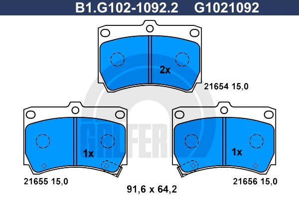 GALFER Комплект тормозных колодок, дисковый тормоз B1.G102-1092.2